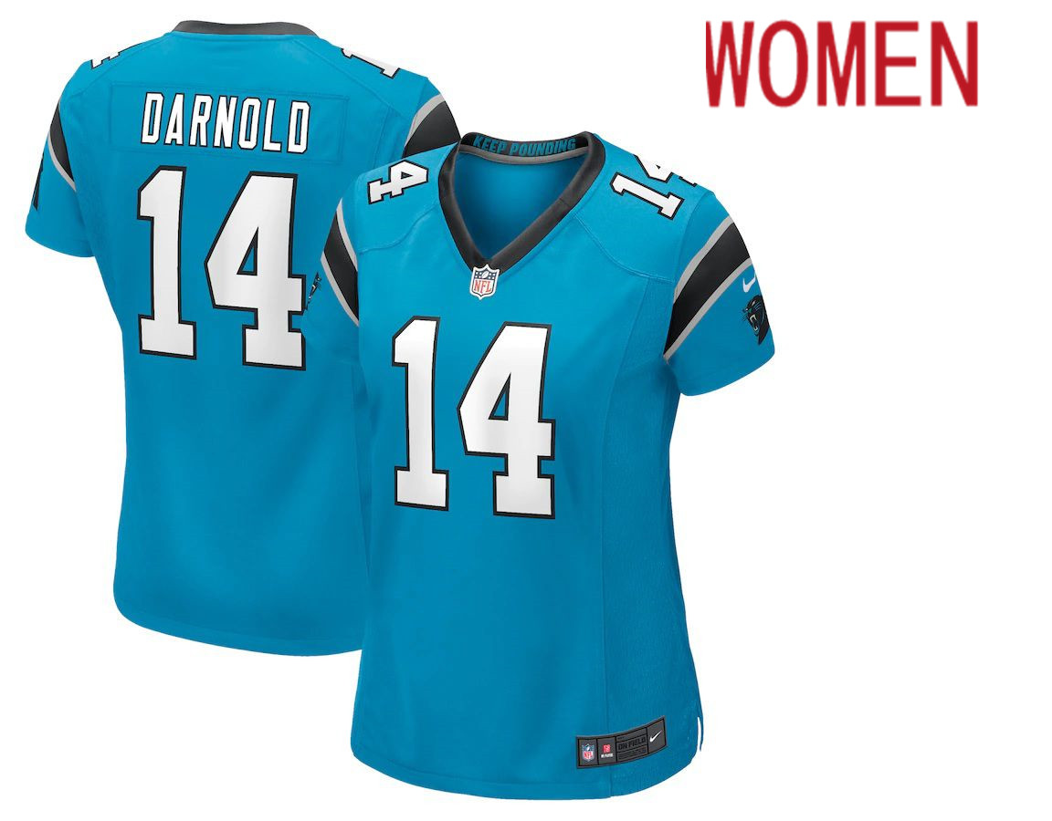 Women Carolina Panthers #14 Sam Darnold Nike Blue Game Player NFL Jersey->women nfl jersey->Women Jersey